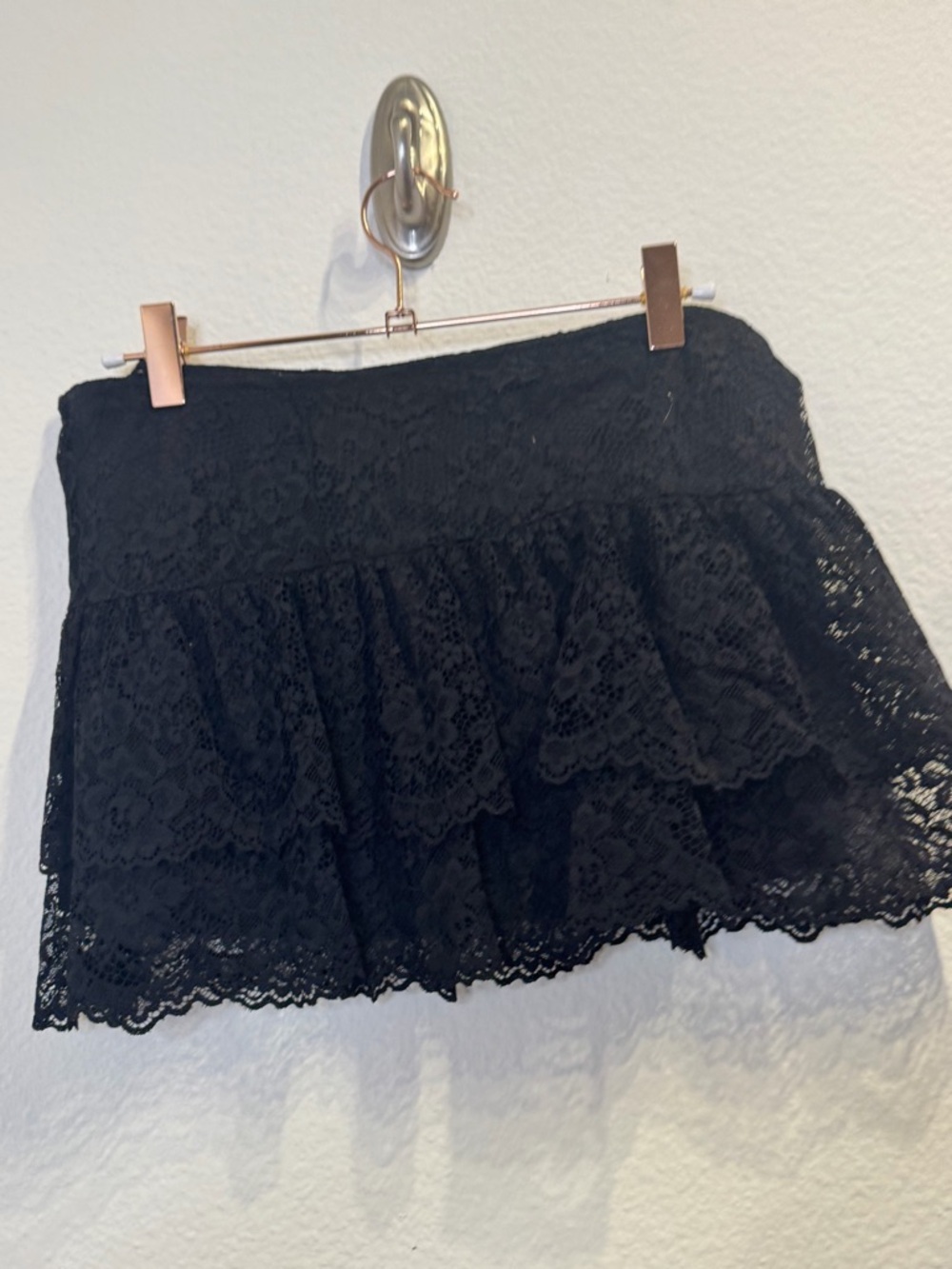 Lace Tiered Black Mini Skirt